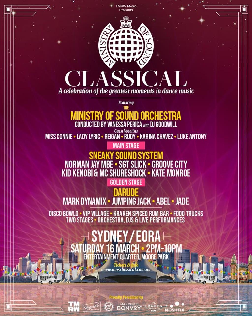 Lineup Poster Ministry Of Sound Classical Sydney 2024