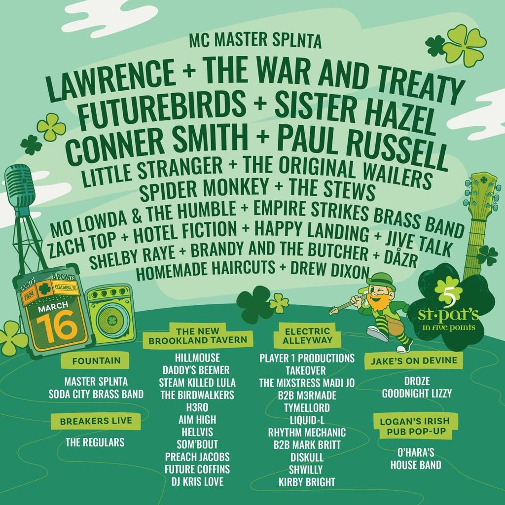 Lineup Poster St. Pat's in Five Points 2024