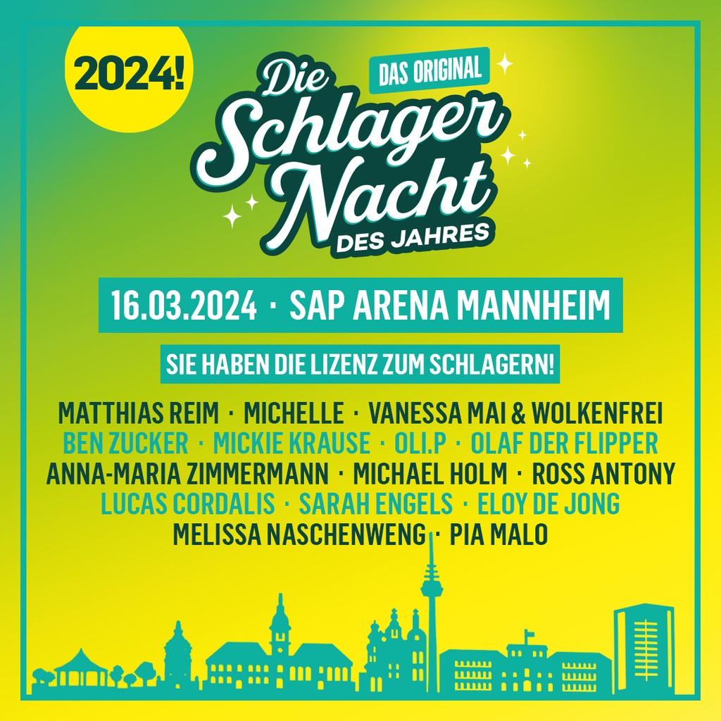 Lineup Poster Die Schlagernacht des Jahres Mannheim 2024