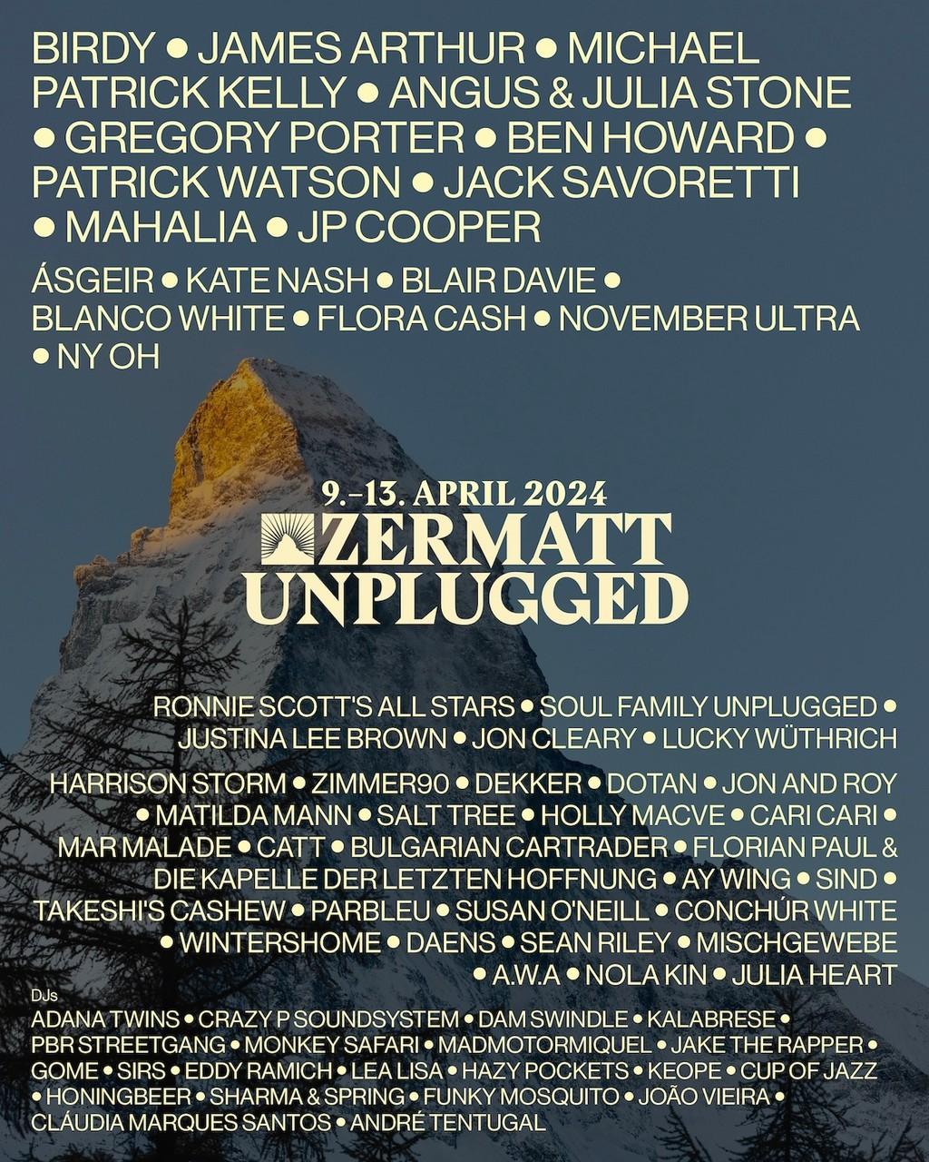 Lineup Poster Zermatt Unplugged 2024