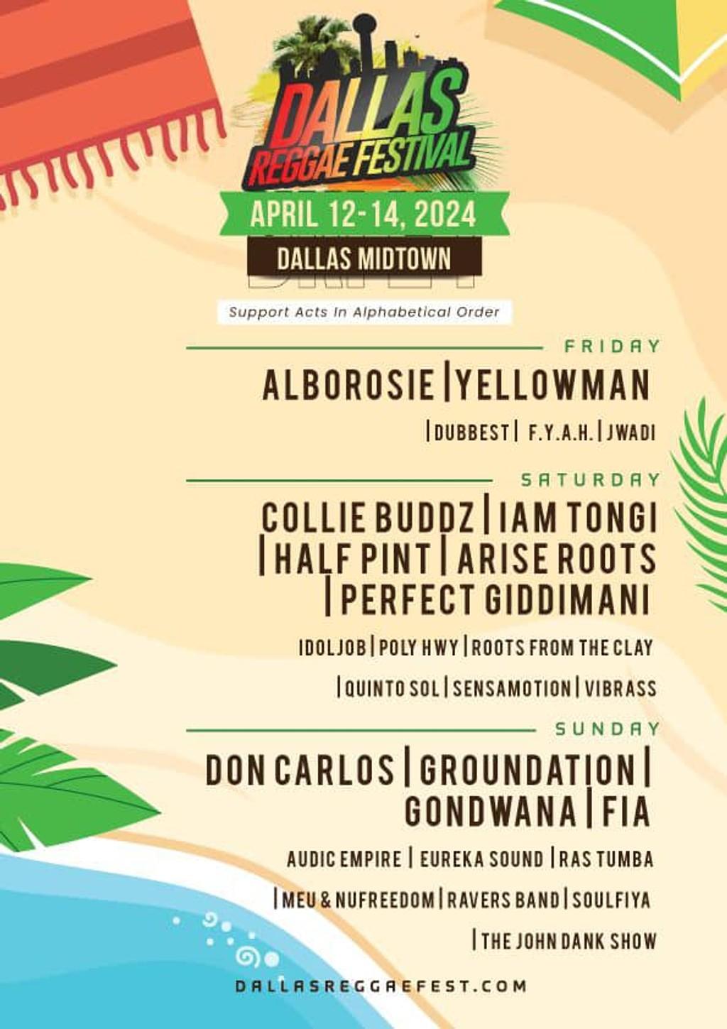 Lineup Poster Dallas Reggae Festival 2024