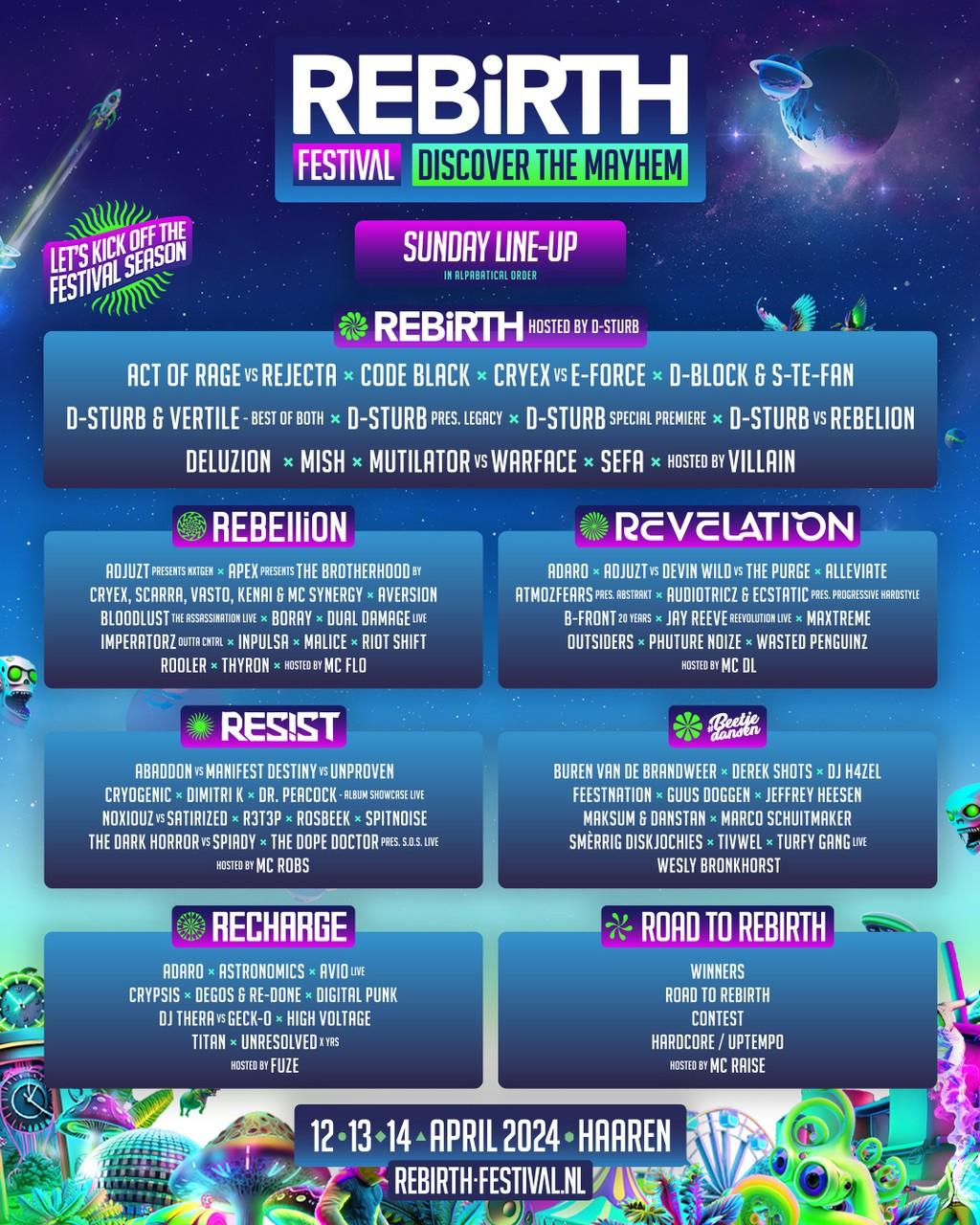 Lineup Poster Rebirth Festival 2024