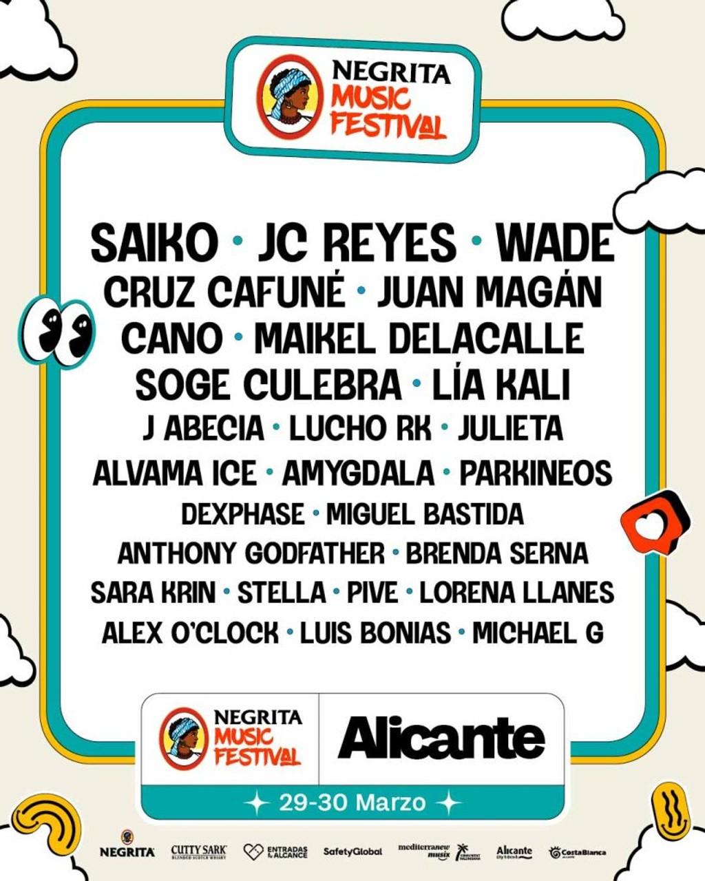 Lineup Poster Negrita Music Festival Alicante 2024