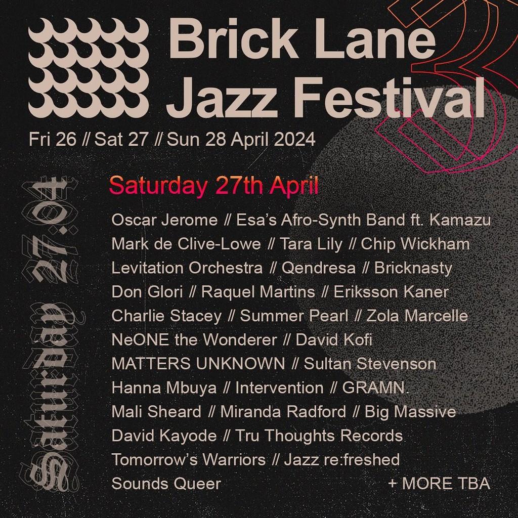 Lineup Poster Brick Lane Jazz Festival 2024