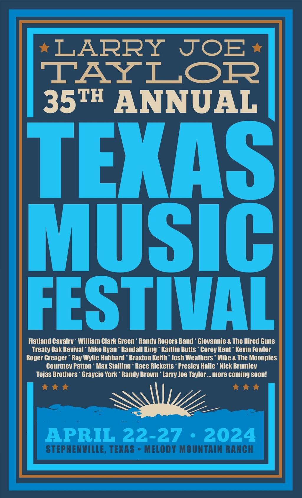 Lineup Poster Larry Joe Taylor's Texas Music Festival 2024