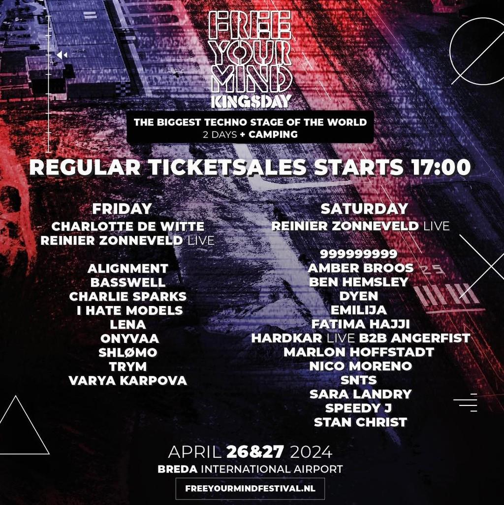 Lineup Poster Free Your Mind Kingsday 2024