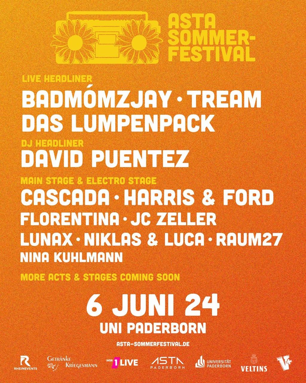 Lineup Poster AStA Sommerfestival Paderborn 2024