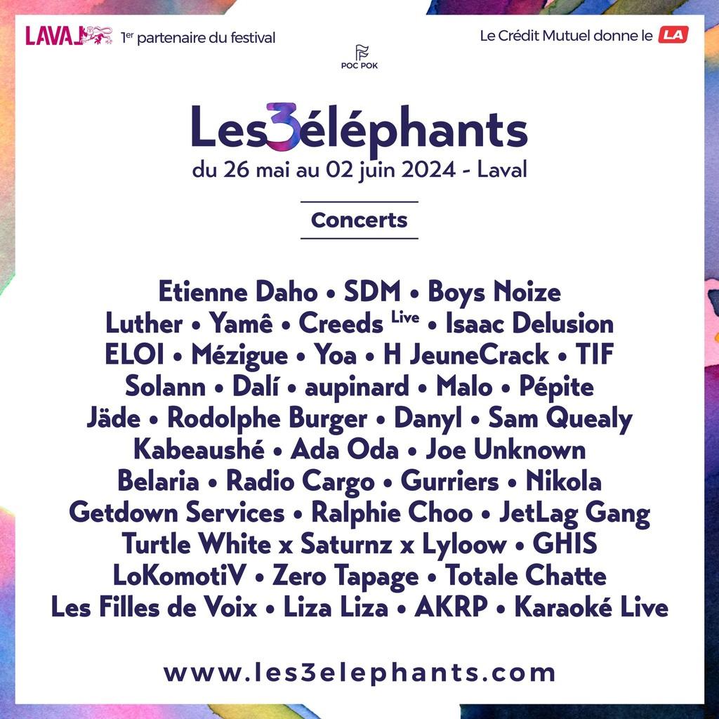 Lineup Poster Les 3 éléphants 2024