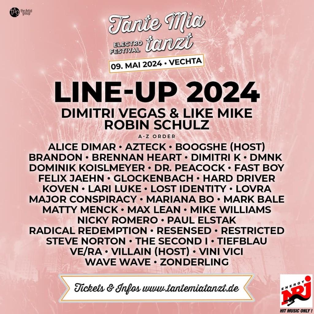 Lineup Poster Tante Mia tanzt 2024