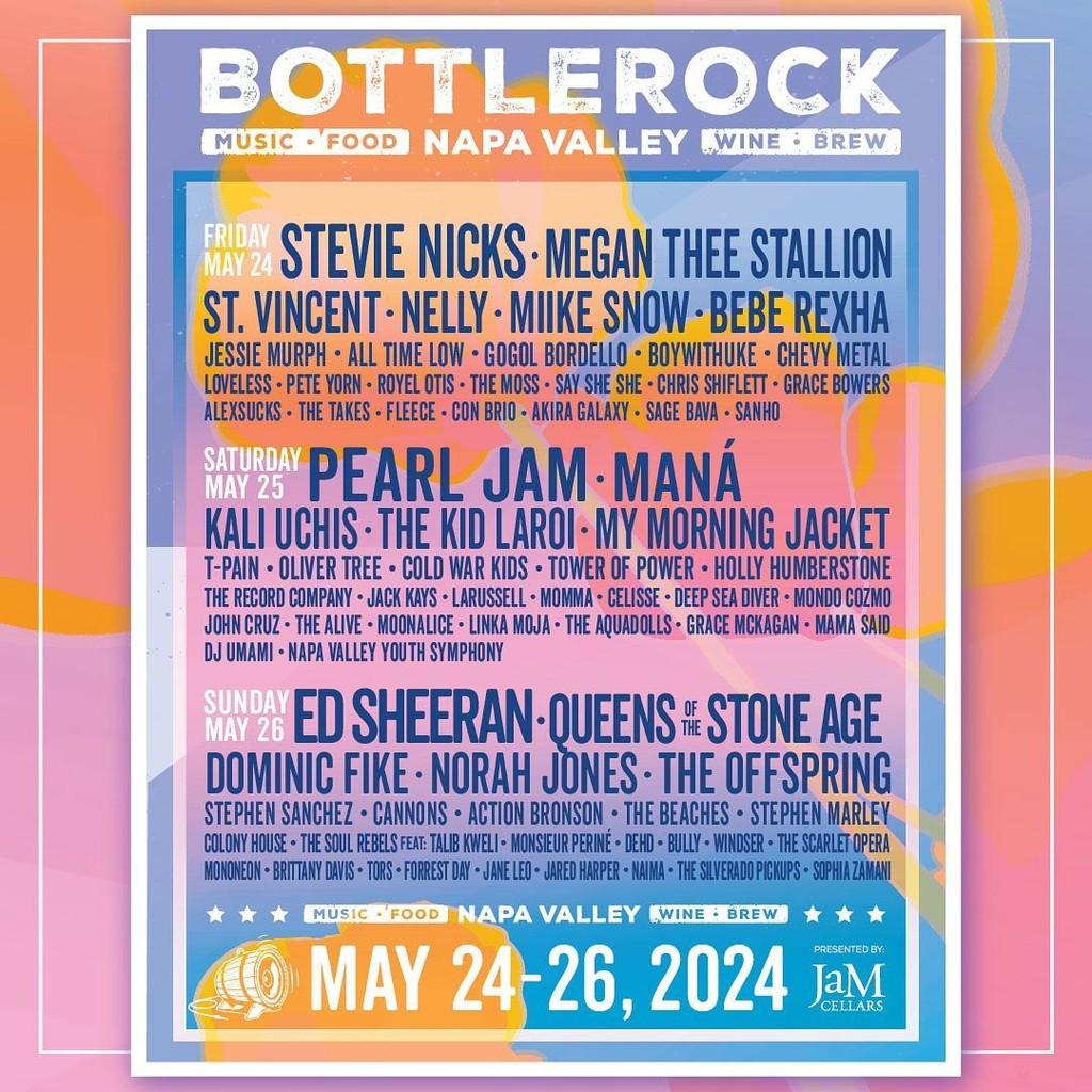 Lineup Poster BottleRock Napa Valley 2024