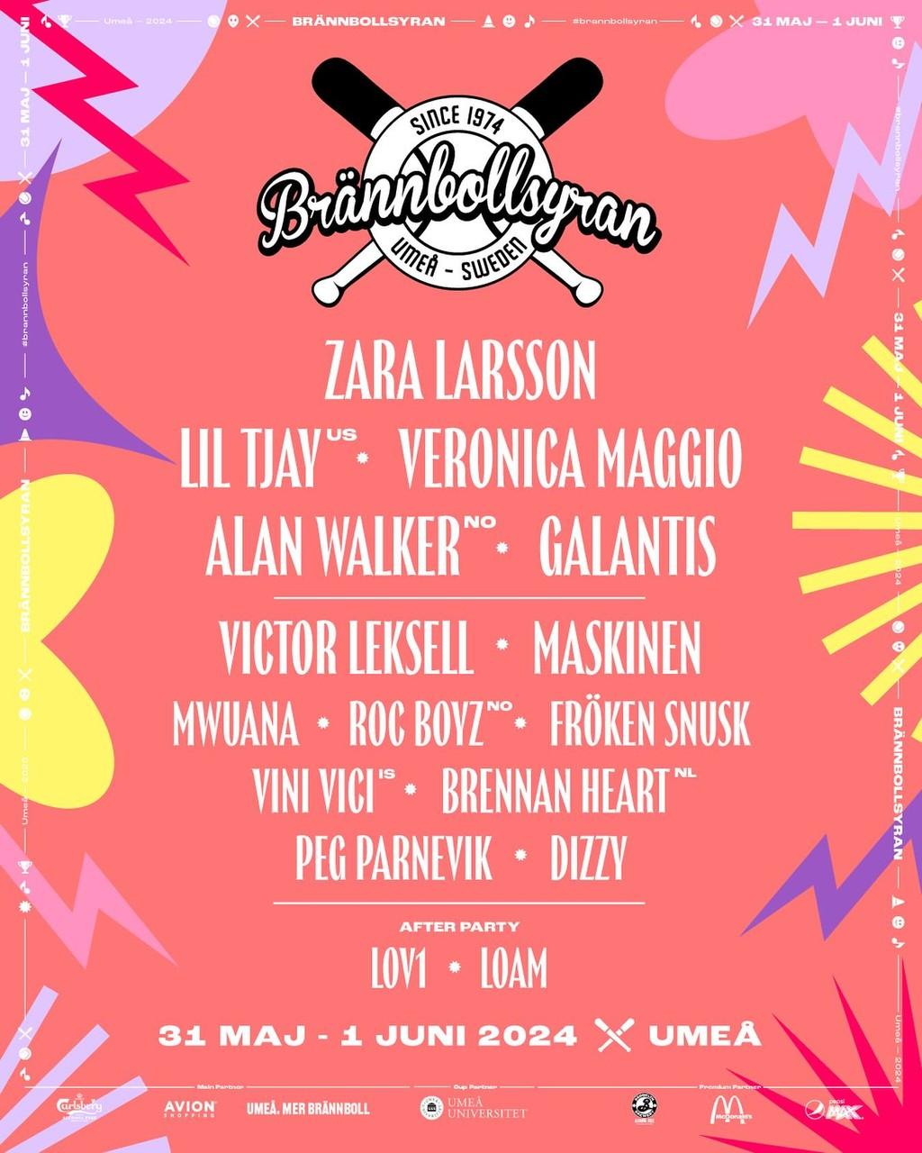 Lineup Poster Brännbollsyran 2024