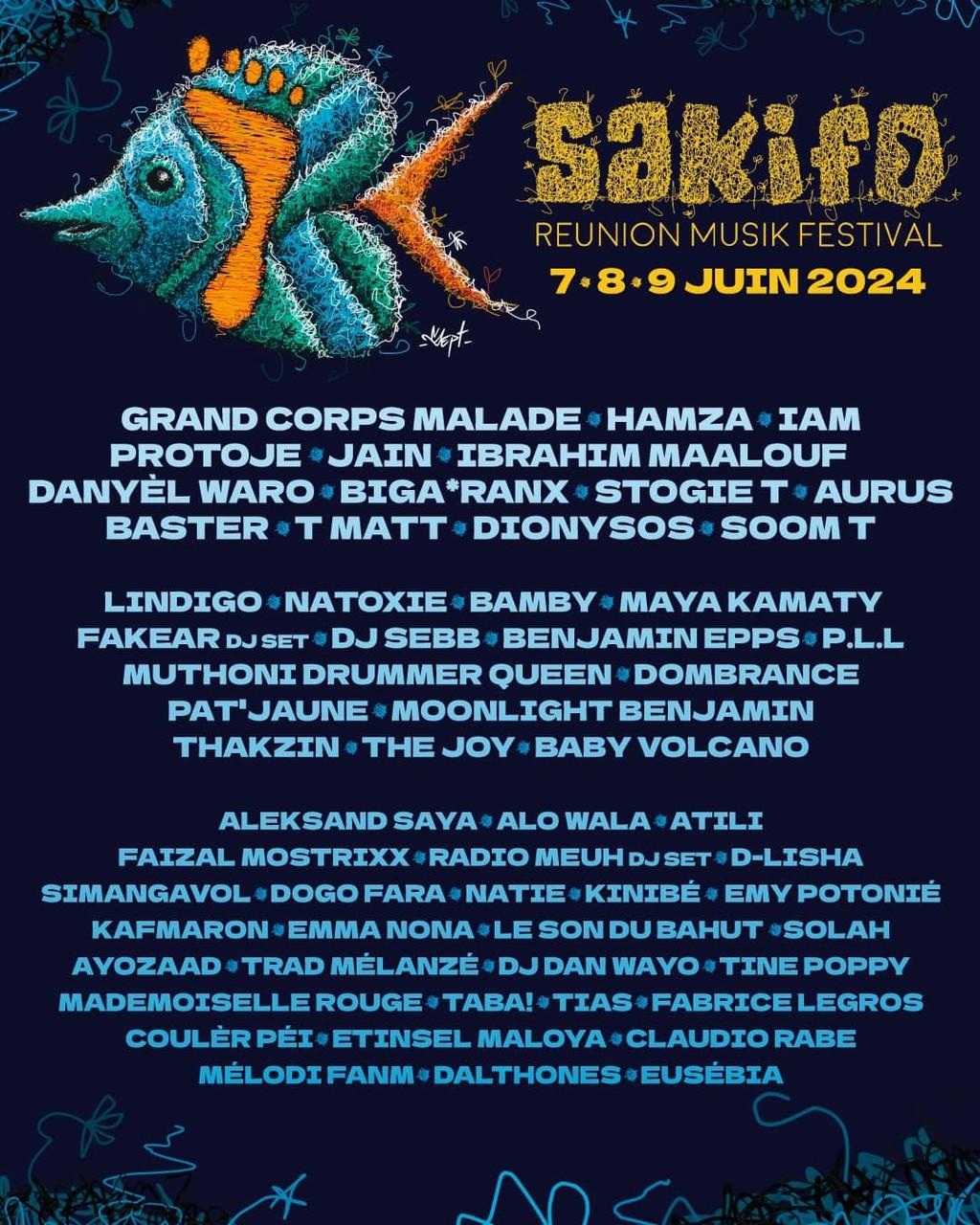 Lineup Poster Sakifo Musik Festival 2024