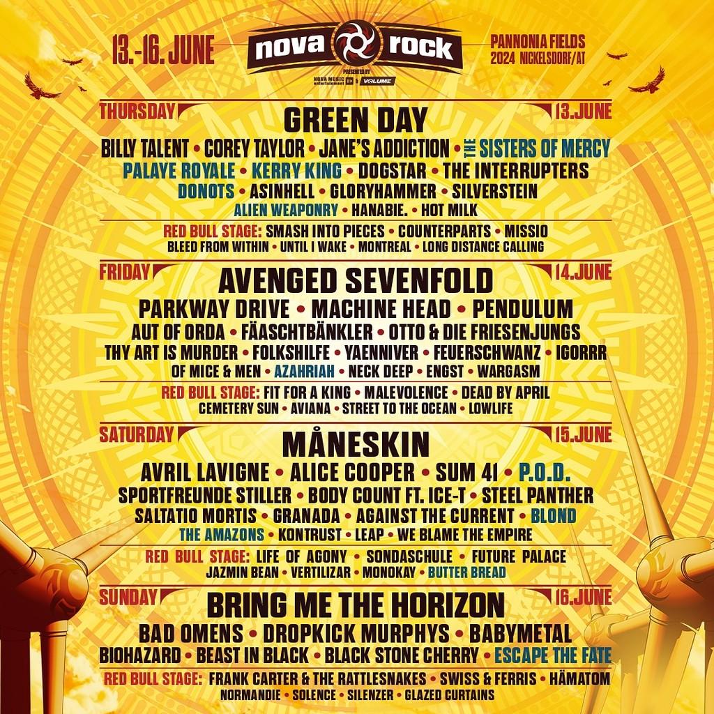 Lineup Poster Nova Rock Festival 2024