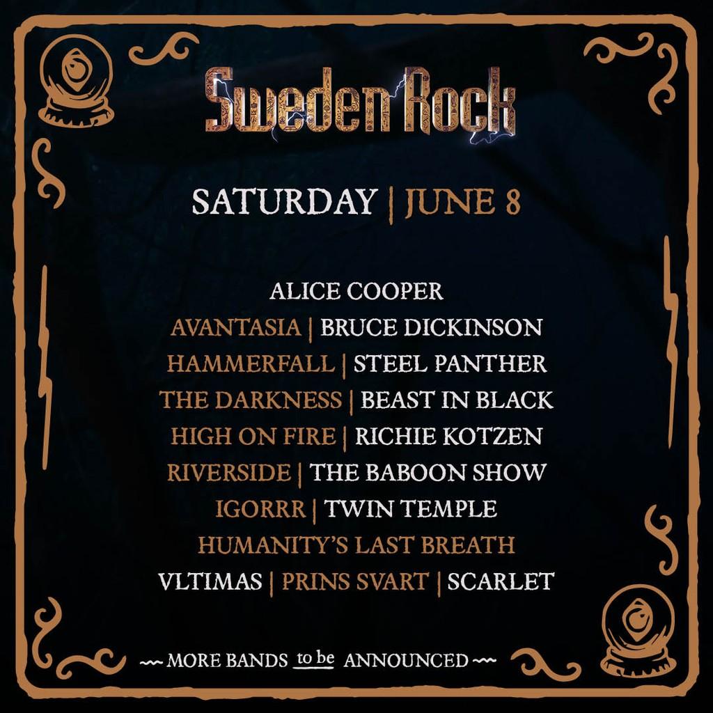 Lineup Poster Sweden Rock Festival 2024