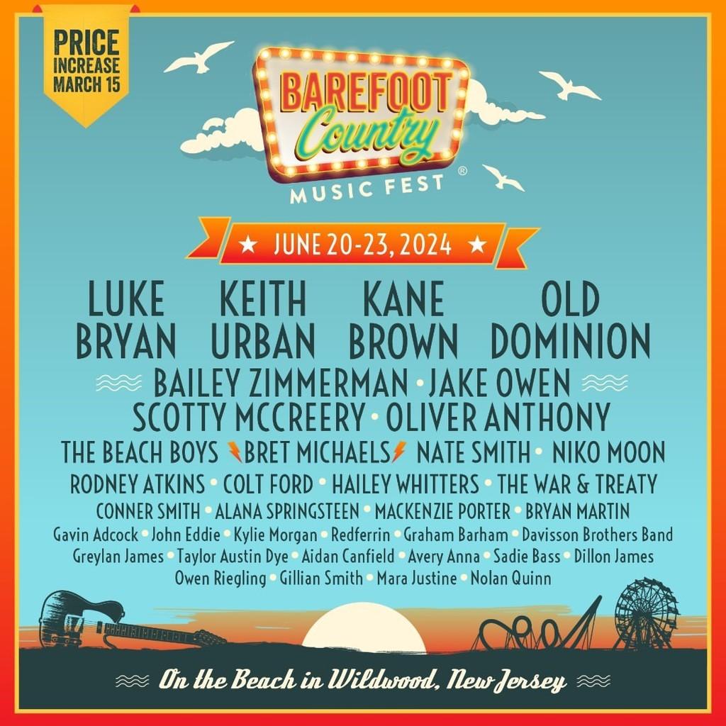 Lineup Poster Barefoot Country Music Fest 2024