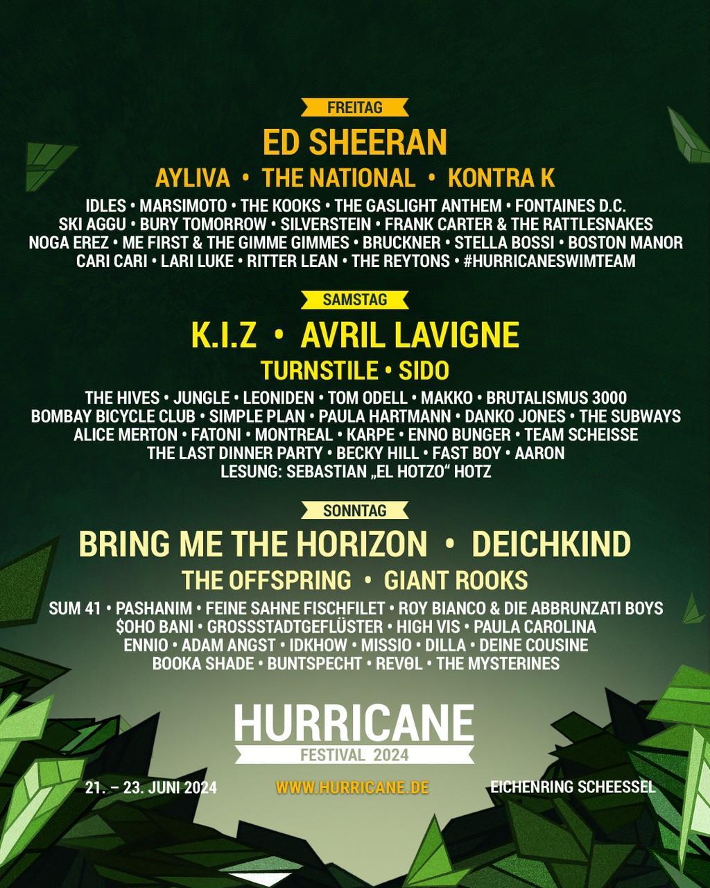 Lineup Poster Hurricane Festival 2024