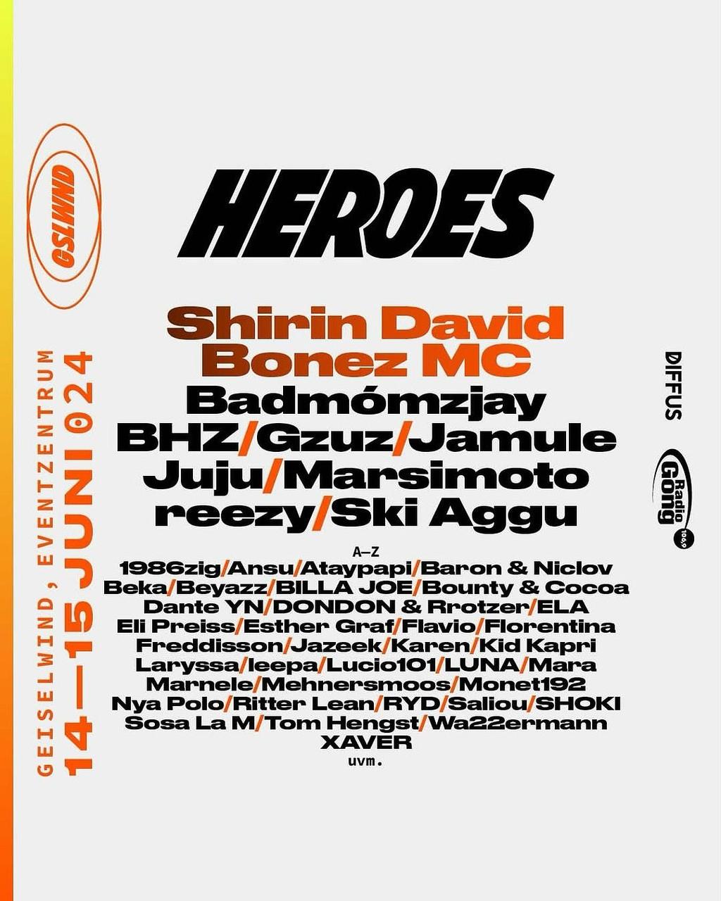 Lineup Poster Heroes Festival Geiselwind 2024