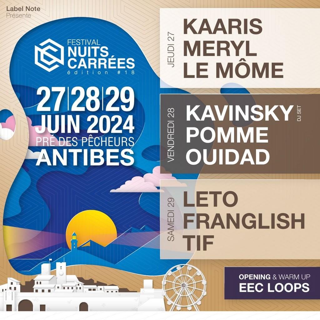 Lineup Poster Festival Nuits Carrées 2024