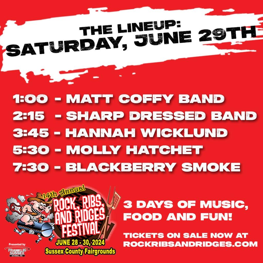 Lineup Poster Rock, Ribs, & Ridges Festival 2024