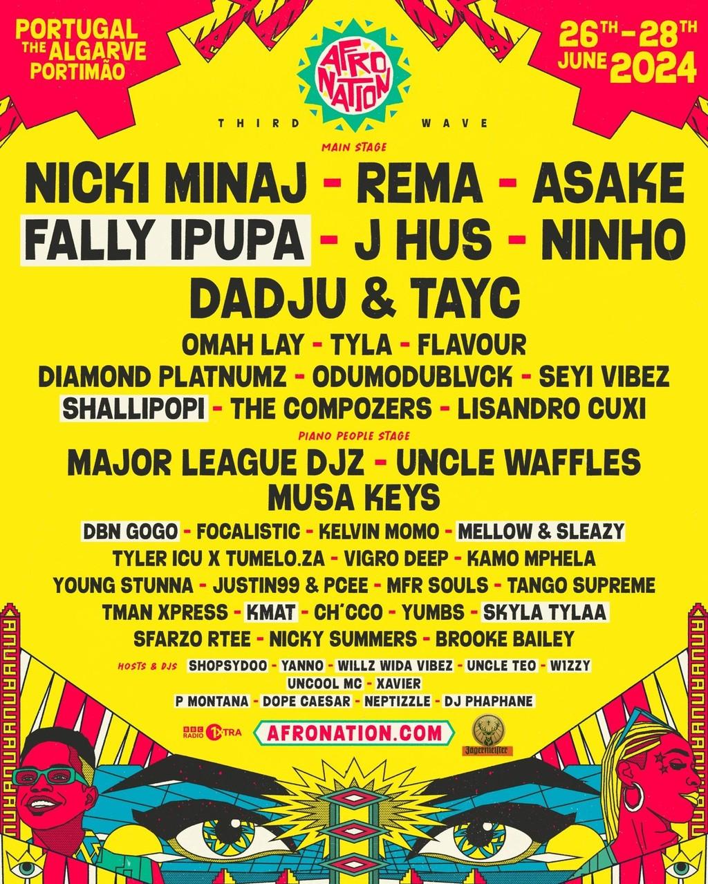 Lineup Poster Afro Nation Portugal 2024