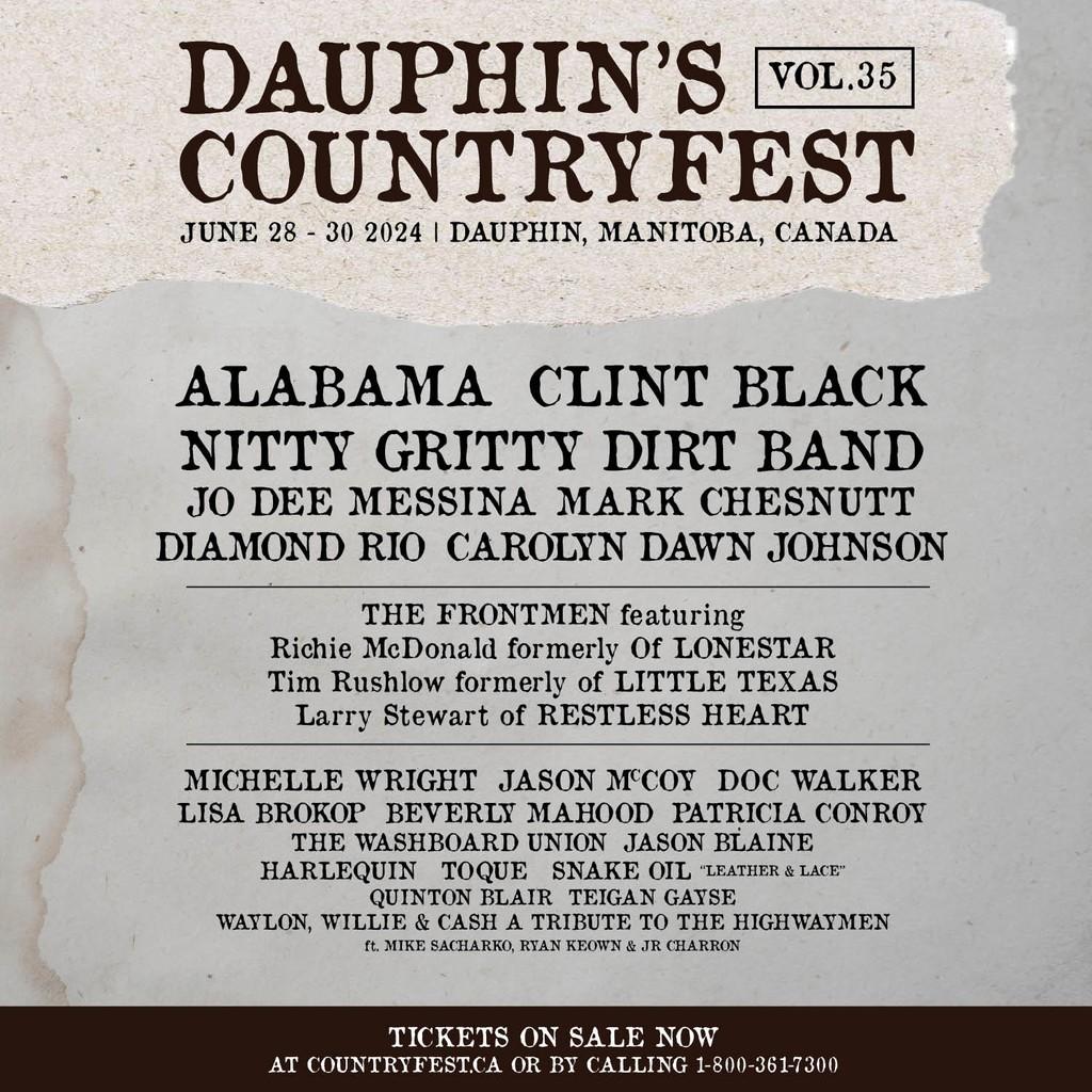 Lineup Poster Dauphin's Countryfest 2024