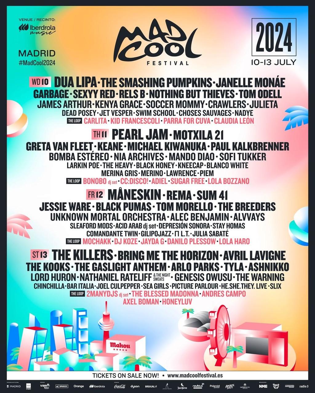 Lineup Poster Mad Cool Festival 2024
