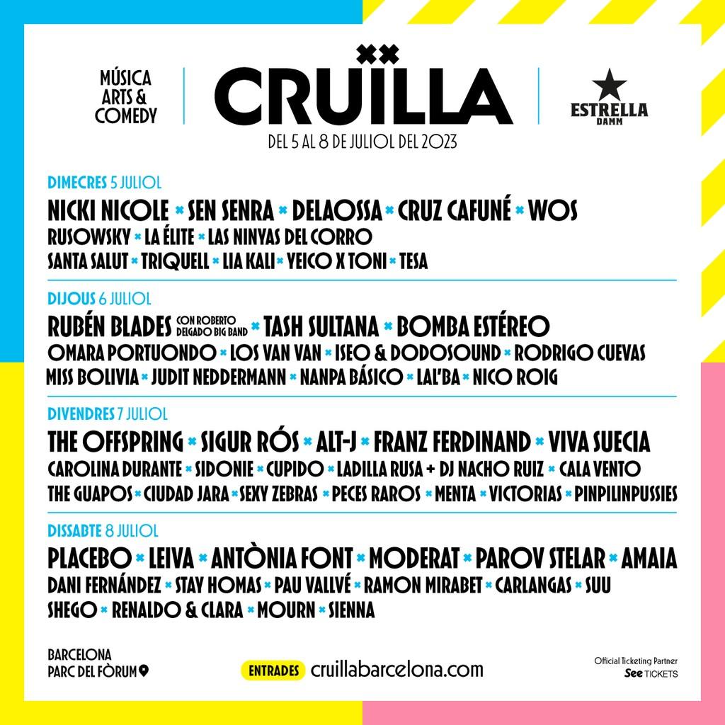 Lineup Poster Festival Cruïlla 2023