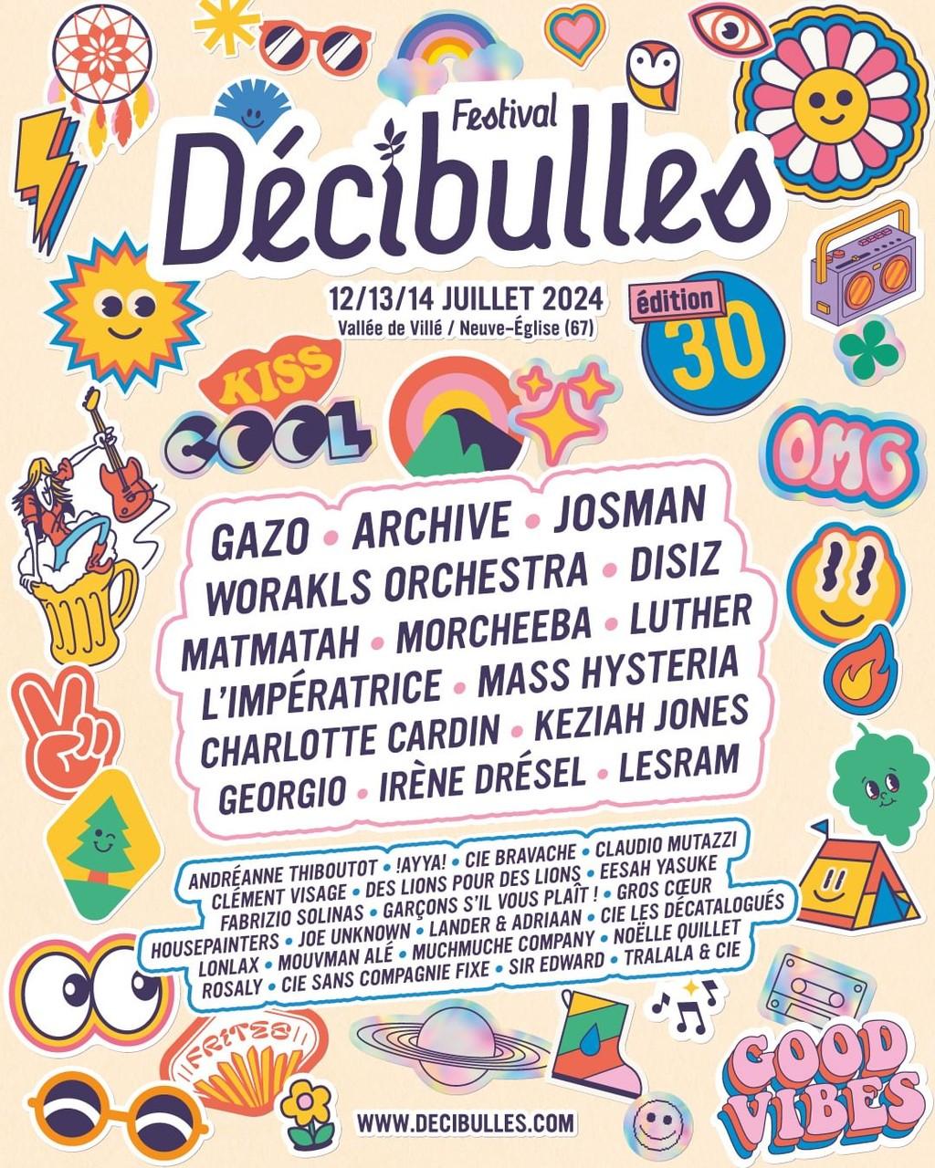 Lineup Poster Festival Décibulles 2024