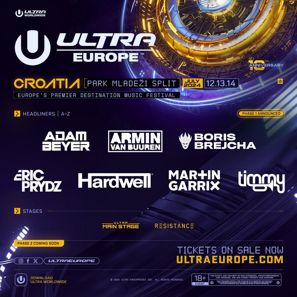 Lineup Poster Ultra Music Festival Europe 2024