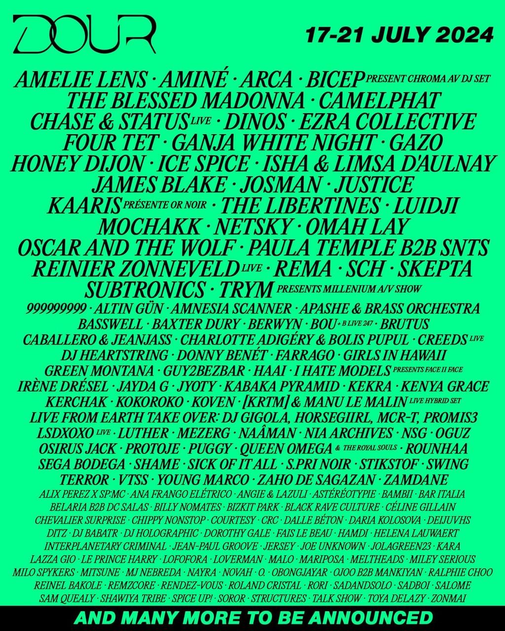 Lineup Poster Dour Festival 2024