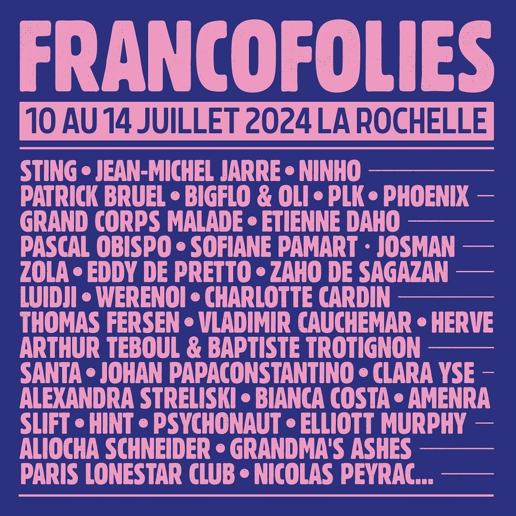 Lineup Poster Les Francofolies de La Rochelle 2024