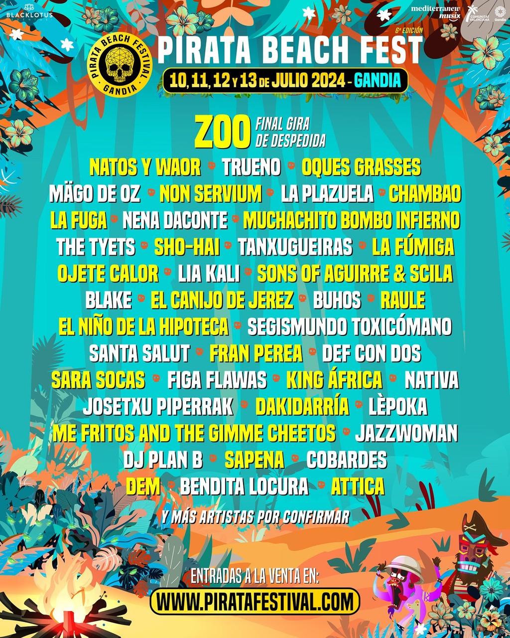 Lineup Poster Pirata Beach Festival 2024