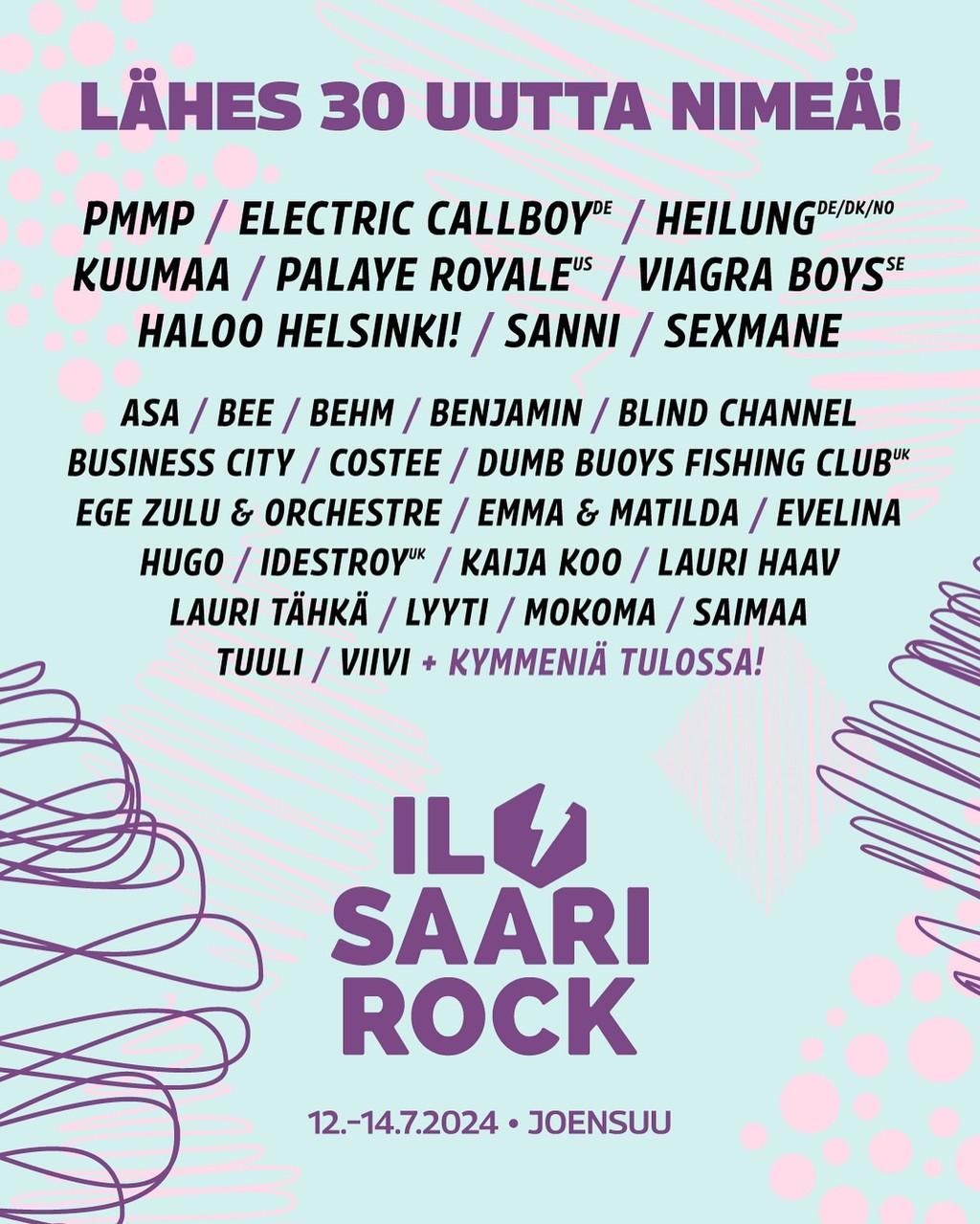 Lineup Poster Ilosaarirock 2024