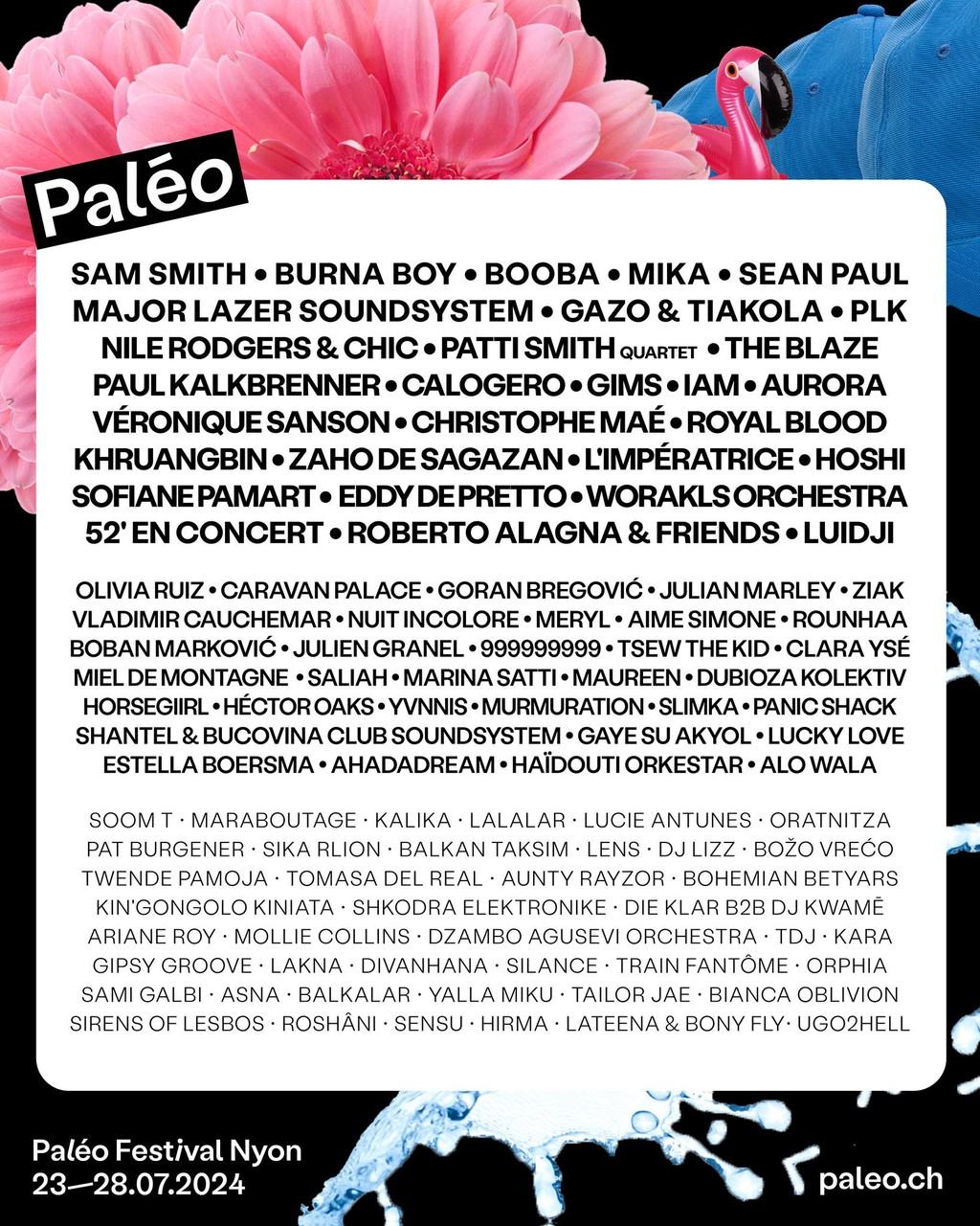 Lineup Poster Paléo Festival Nyon 2024