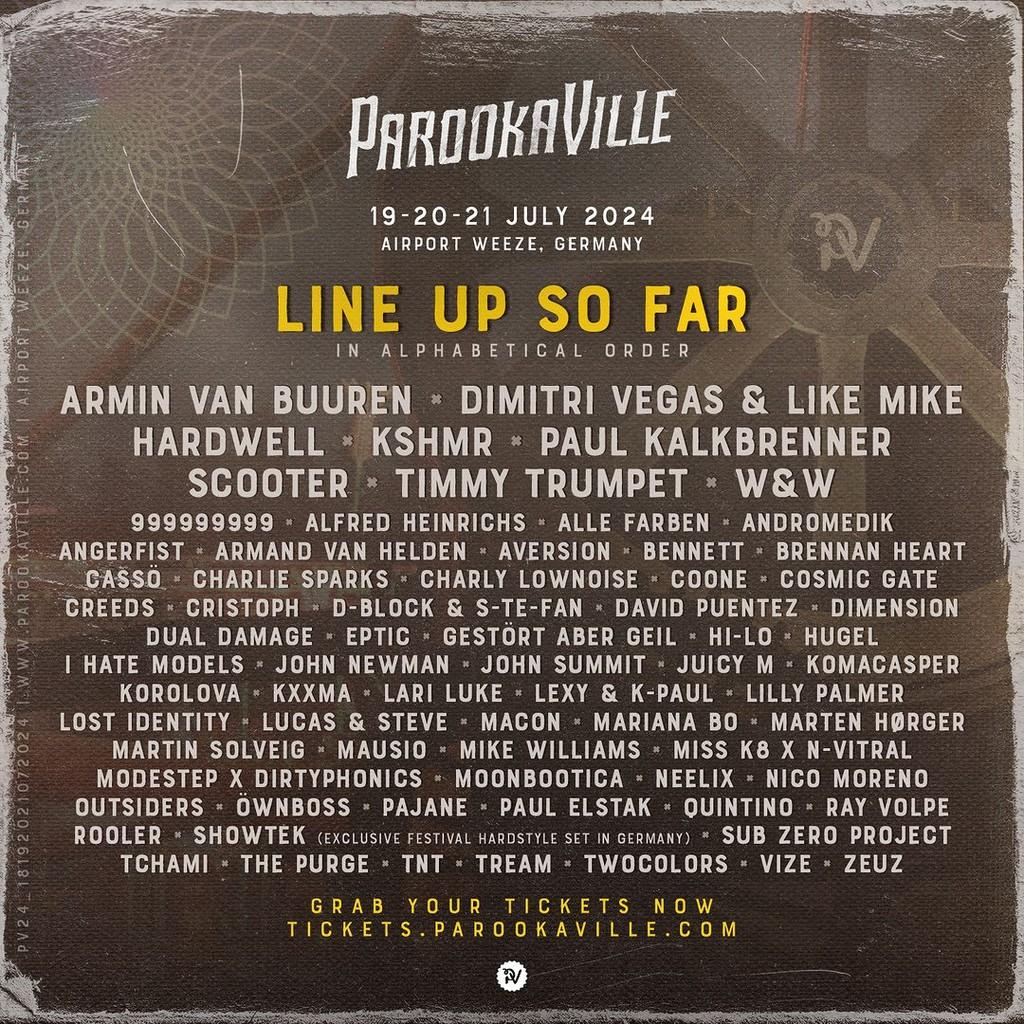 Lineup Poster Parookaville 2024