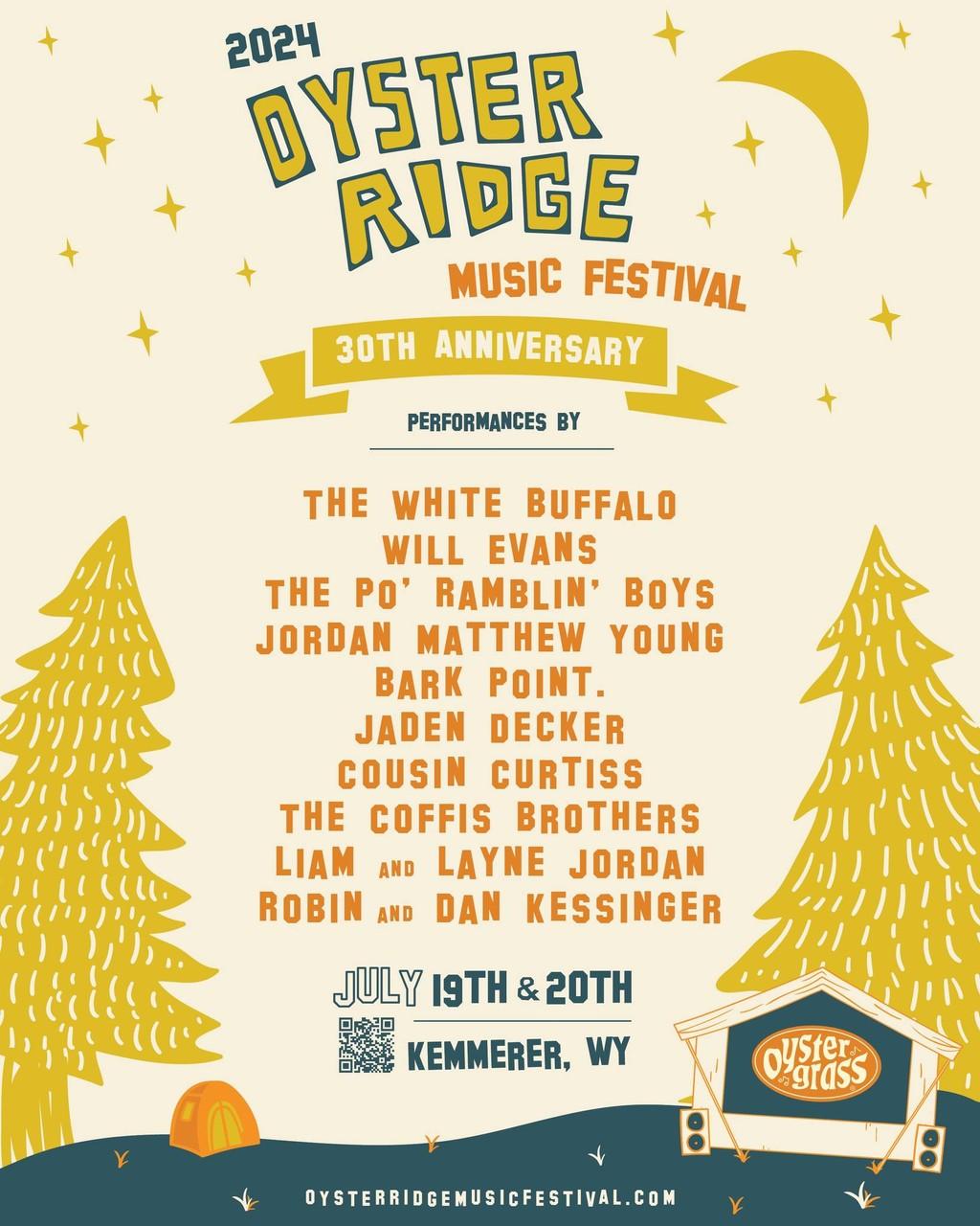 Lineup Poster Oyster Ridge Music Festival 2024