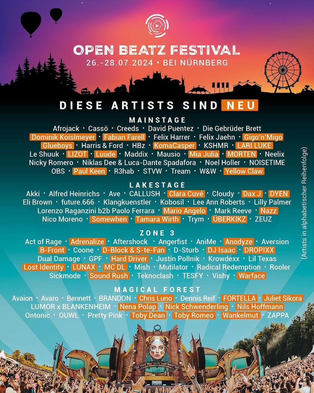 Lineup Poster Open Beatz Festival 2024