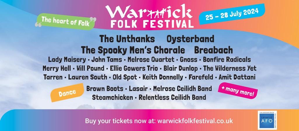 Lineup Poster Warwick Folk Festival 2024