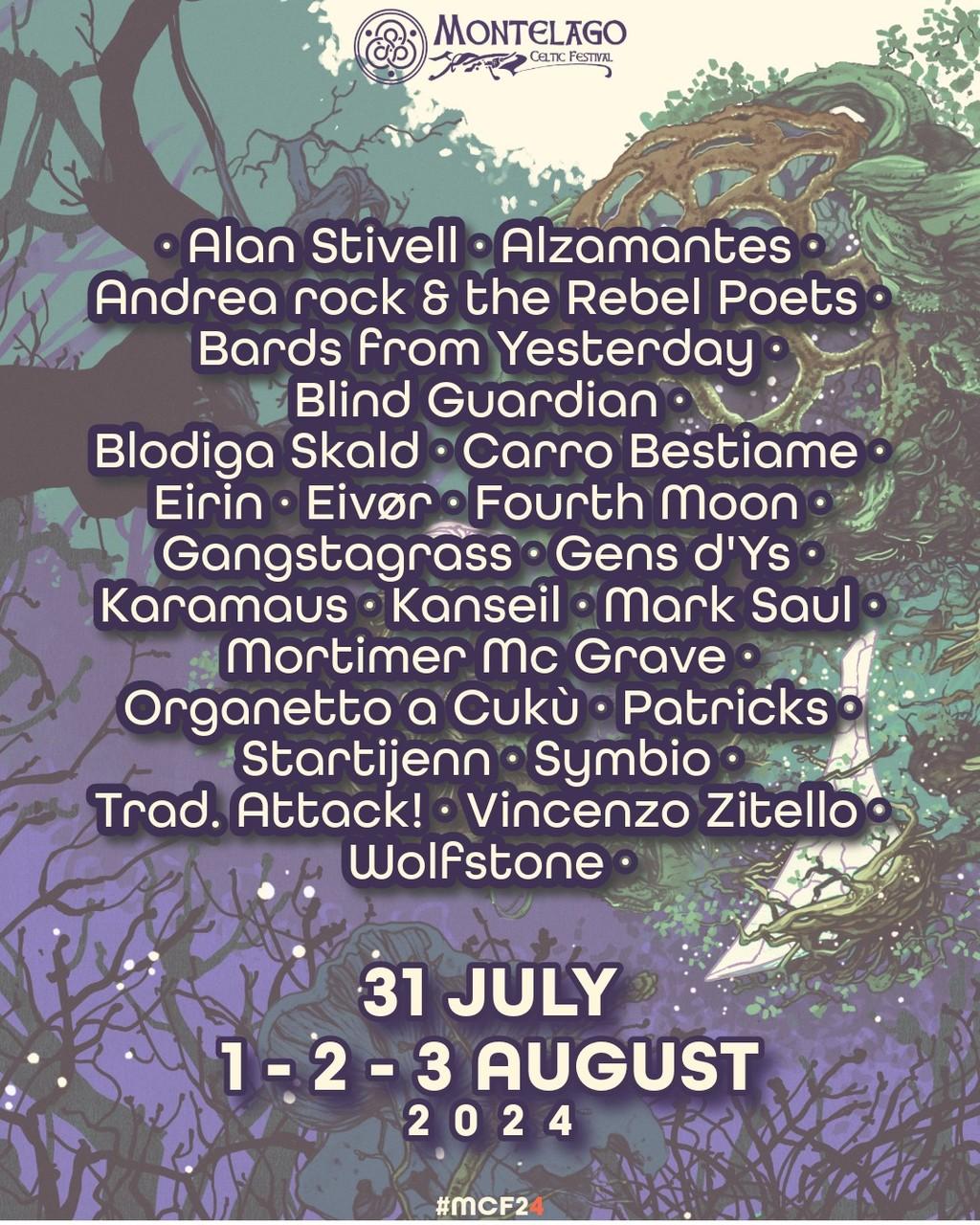 Lineup Poster Montelago Celtic Festival 2024