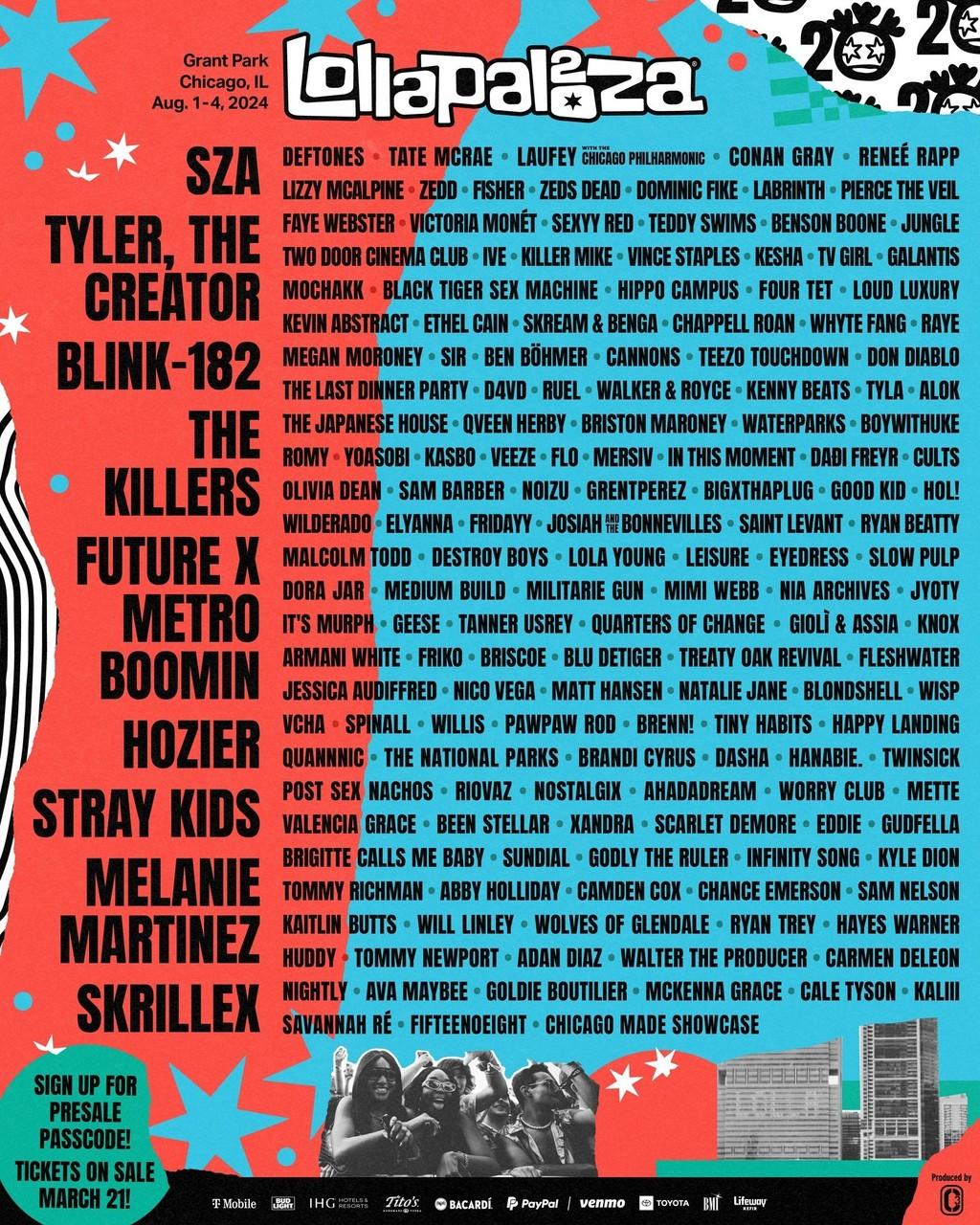 Lineup Poster Lollapalooza 2024