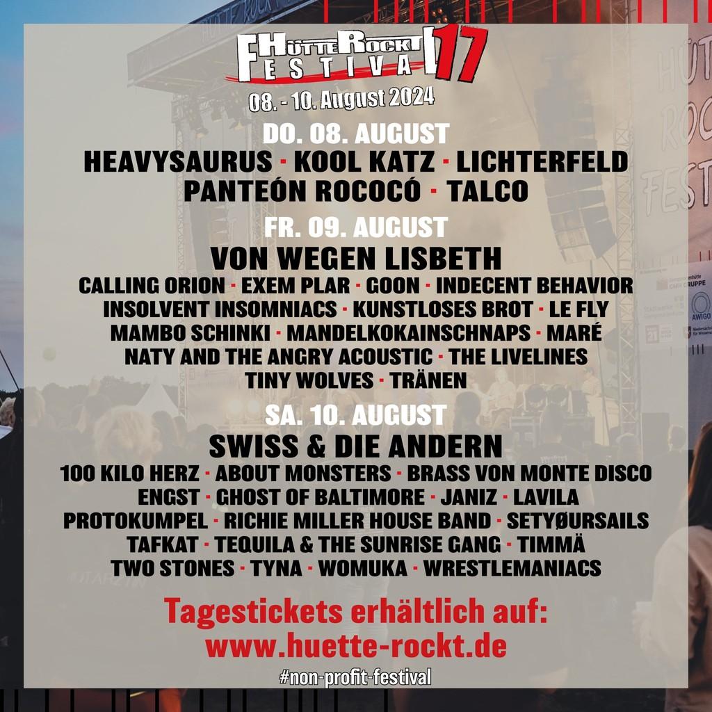 Lineup Poster Hütte Rockt Festival 2024