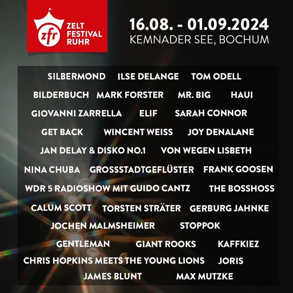 Lineup Poster Zeltfestival Ruhr 2024