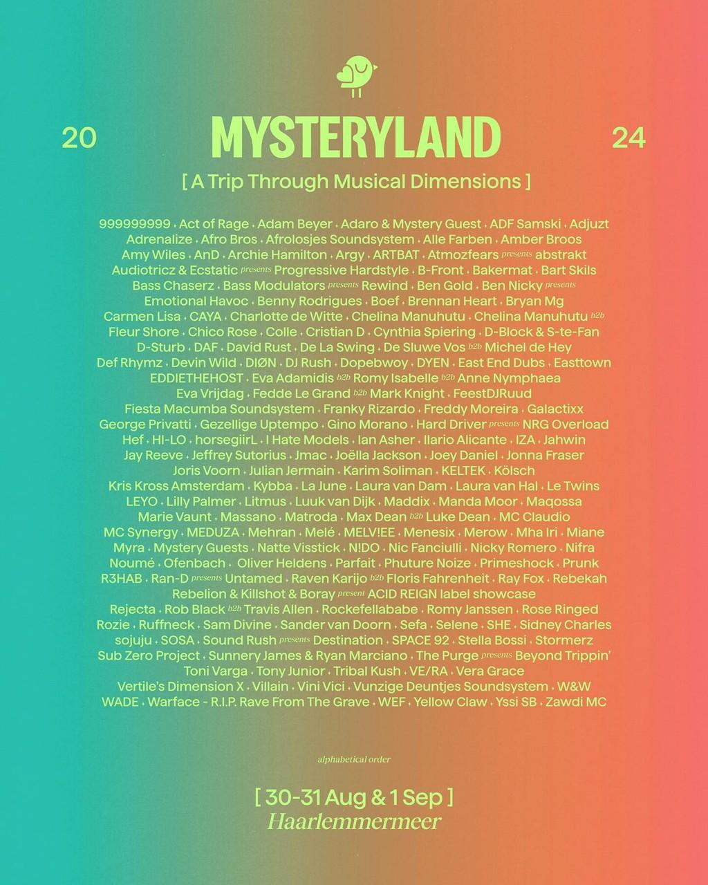 Lineup Poster Mysteryland 2024