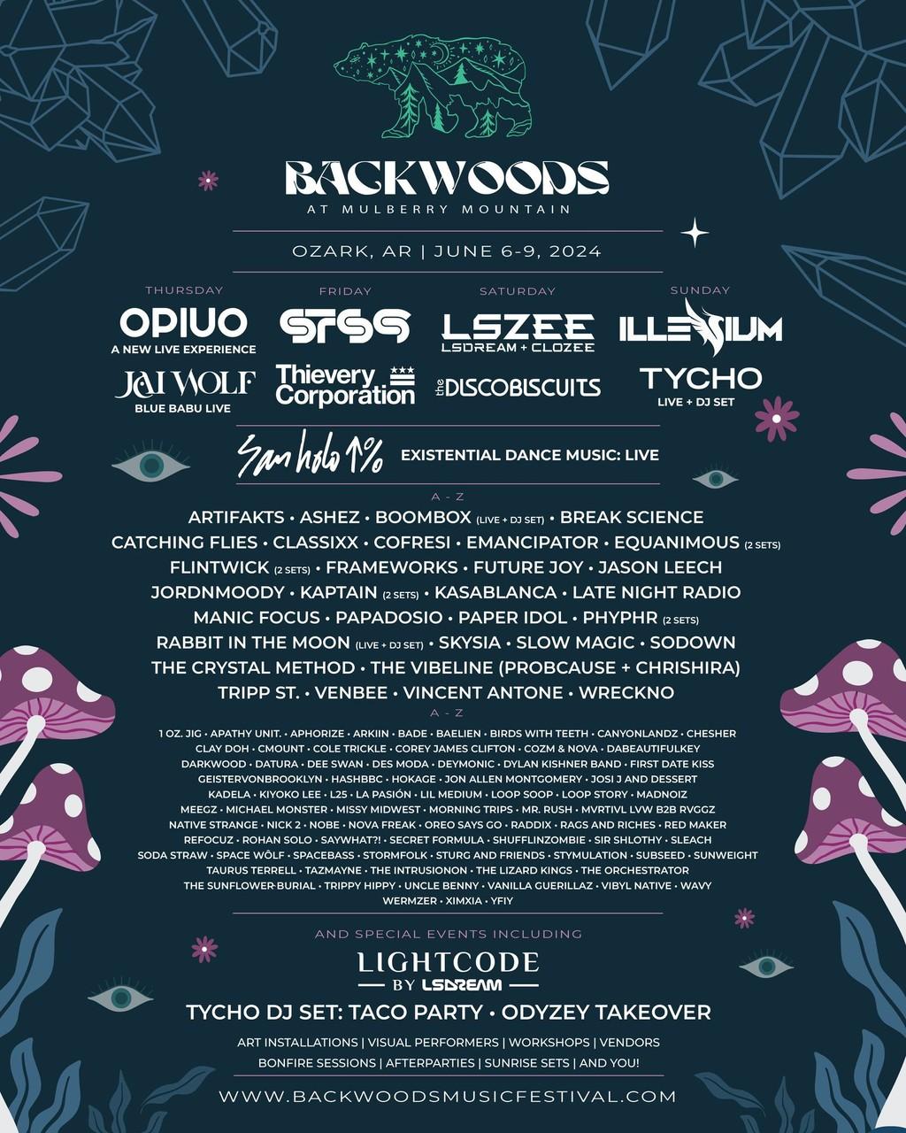 Lineup Poster Backwoods Music Festival 2024