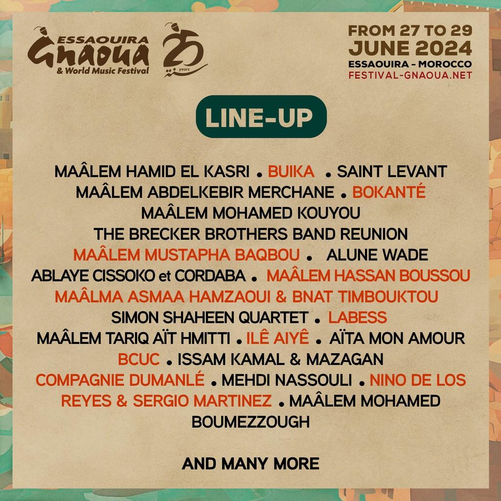 Lineup Poster Festival Gnaoua 2024