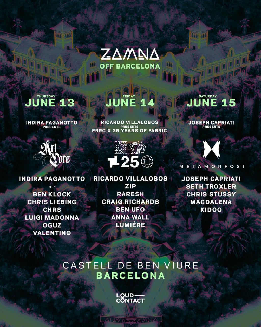 Lineup Poster Zamna Off Barcelona 2024