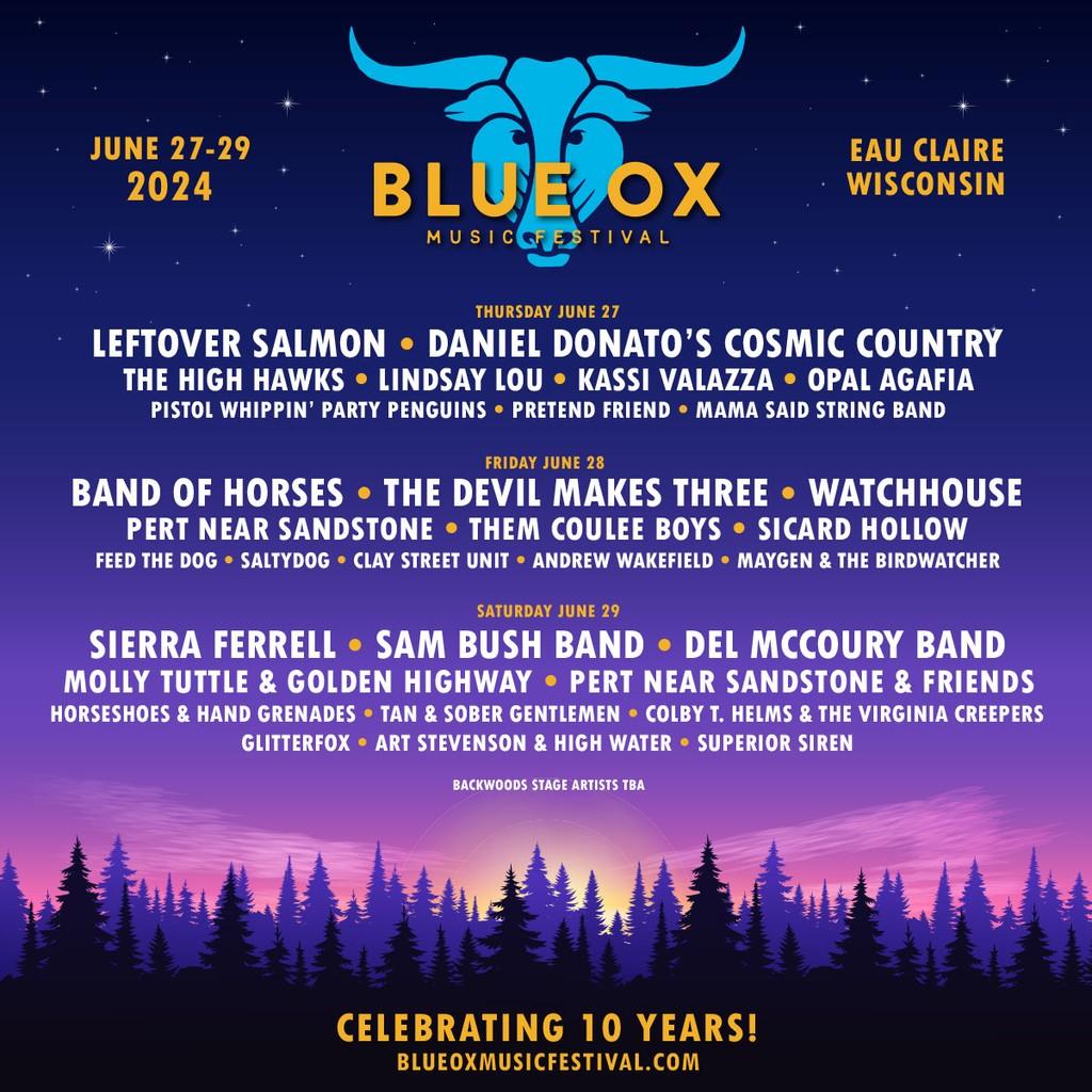 Lineup Poster Blue Ox Music Festival 2024