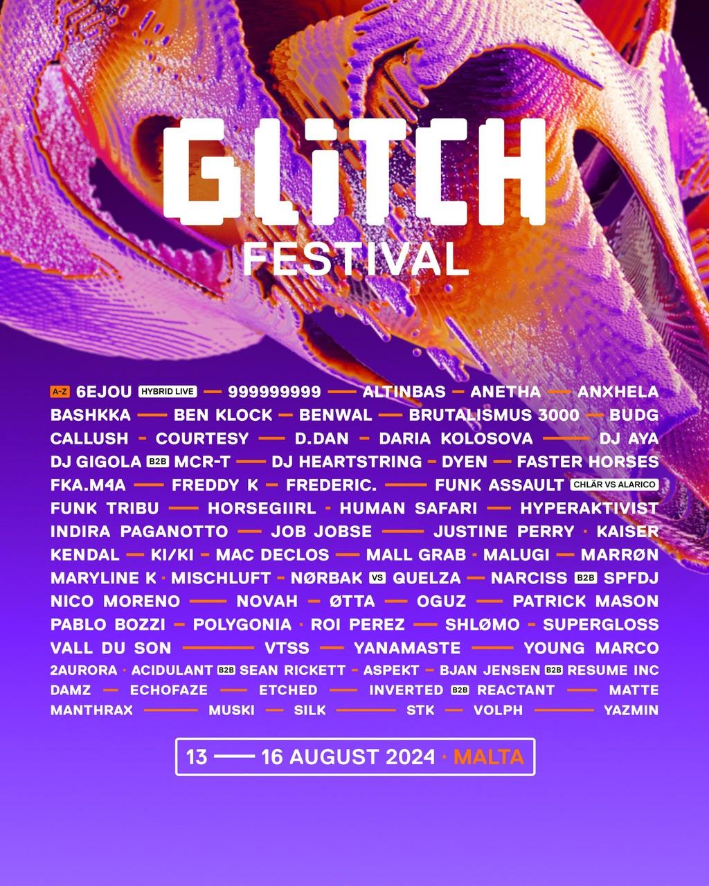 Lineup Poster Glitch Festival 2024