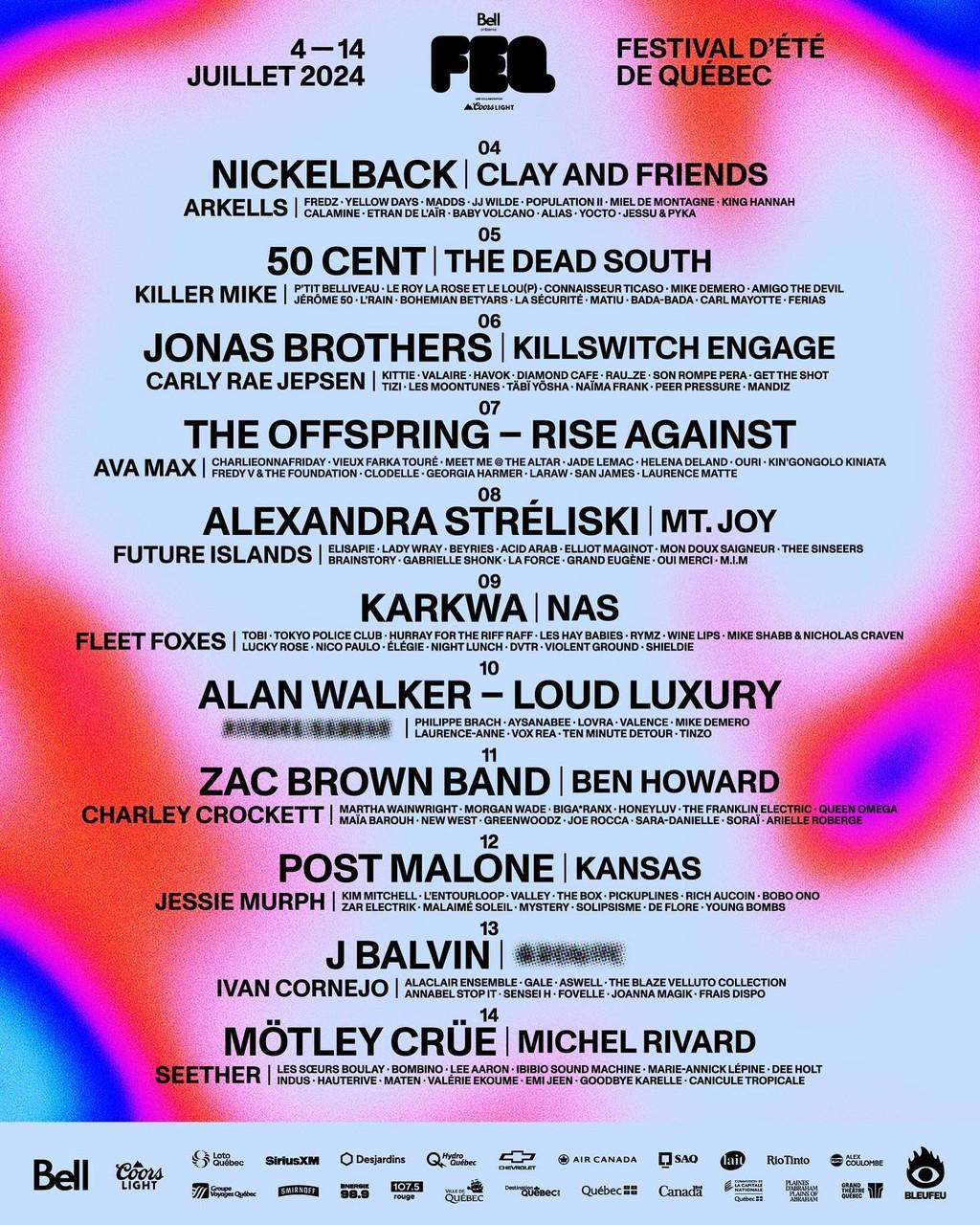 Lineup Poster Festival d'été de Québec 2024