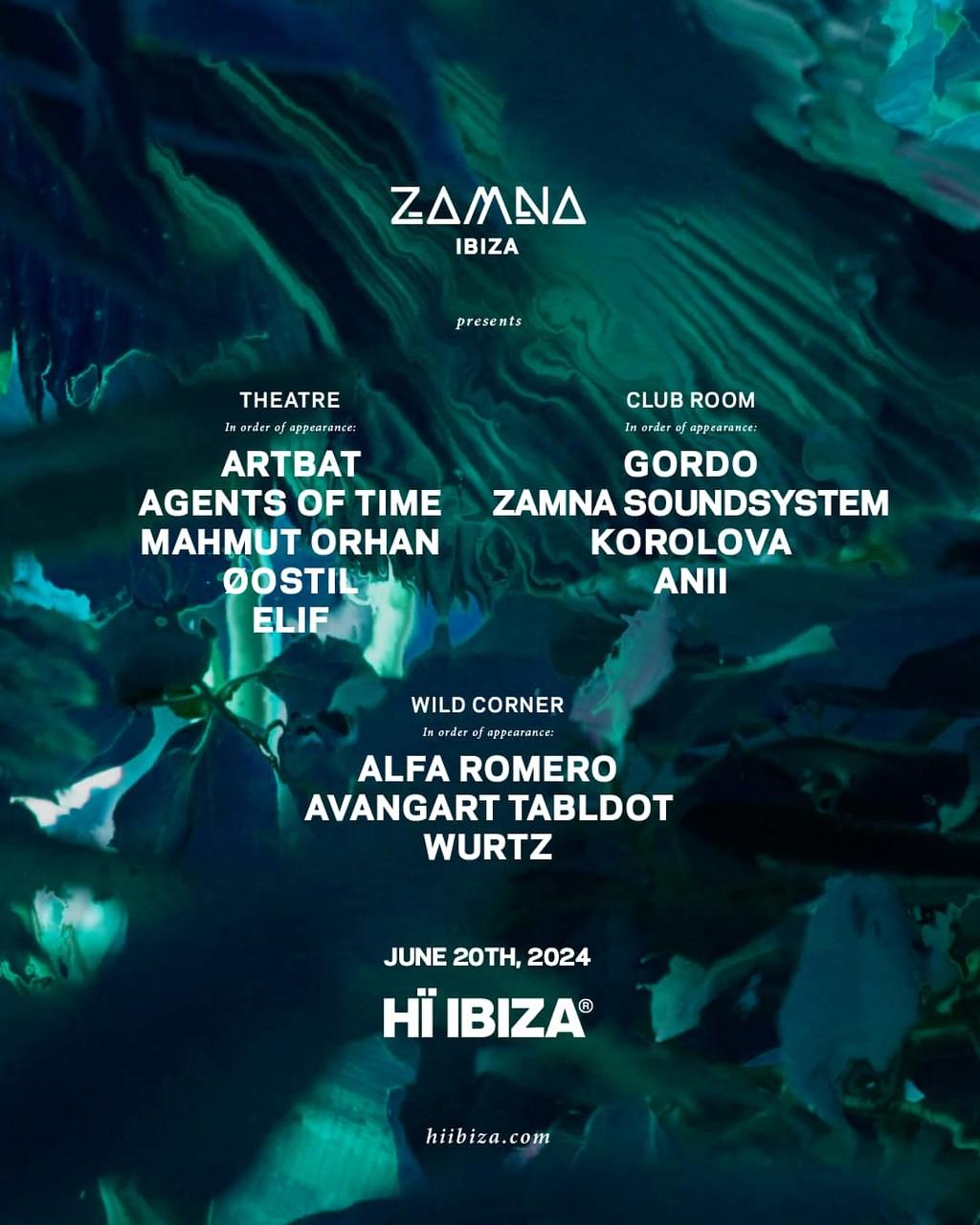 Lineup Poster Zamna Ibiza 2024